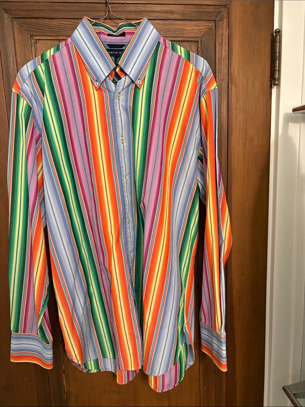 Colorful Multistripe Button-Down Shirt - Vibrant Stripe Pattern